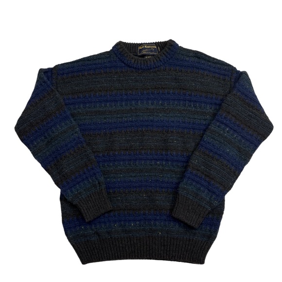 Skye Knitwear Other - Skye Knitwear Striped Crewneck Sweater -‎ Blue and Black Wool/Silk Men’s Medium